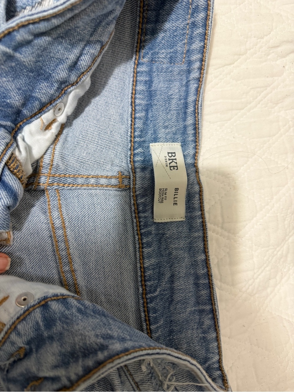 Buckle Light Blue High-Rise Women's Jeans with Leather Patch - Picture 3 of 7